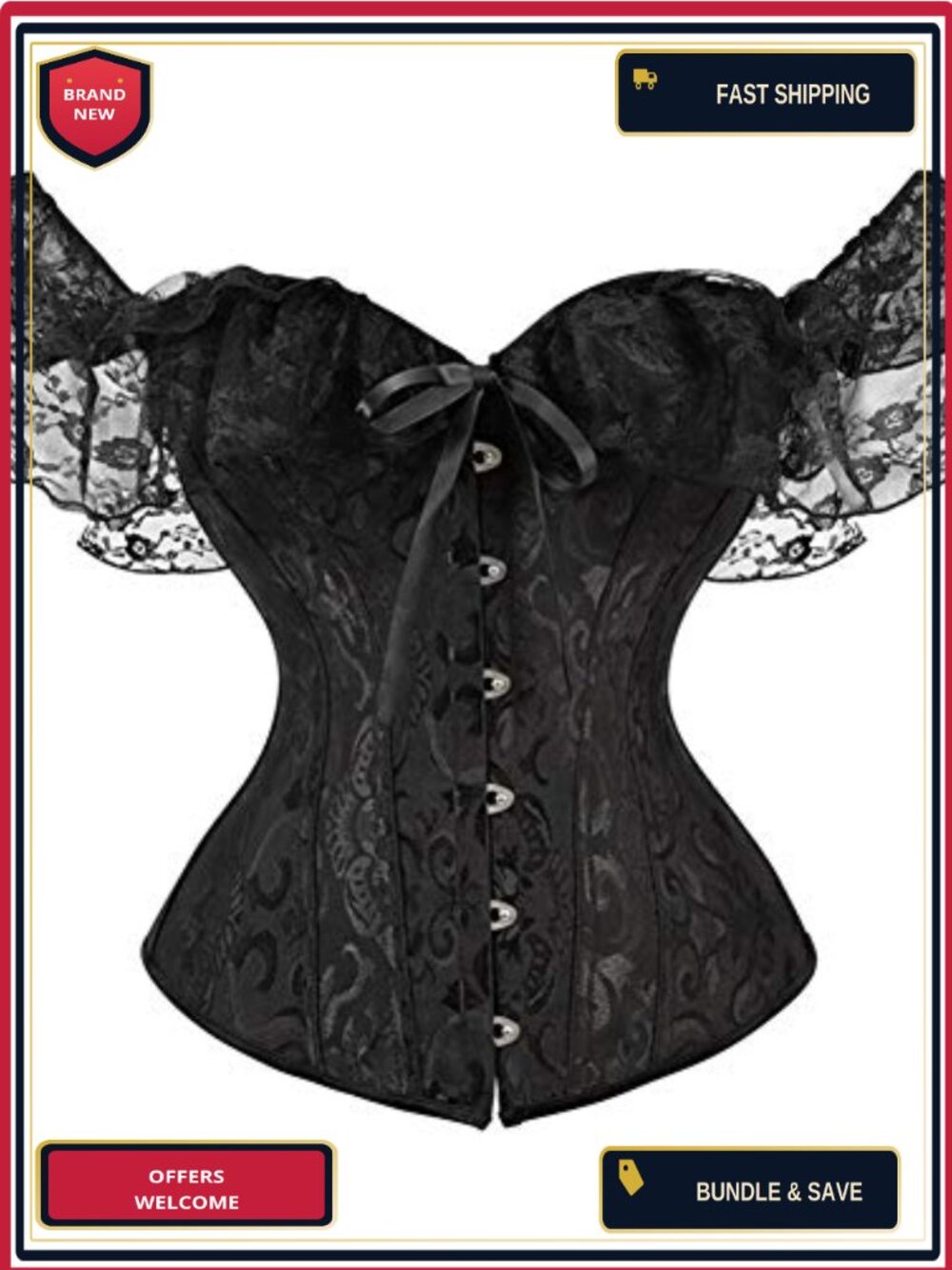 Womens Renaissance Lace Up Overbust Corset Top Bustier